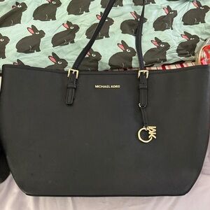 Michael Kors Black Tote with Gold Accents